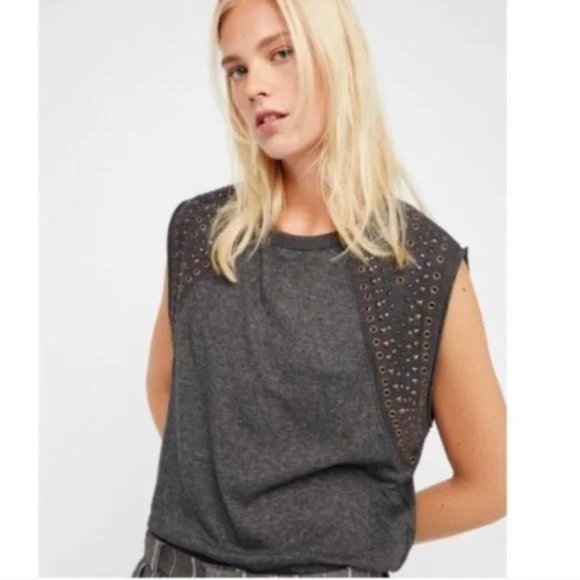 Free People Tops - Free People shooting star grommet and studded detail muscle tee